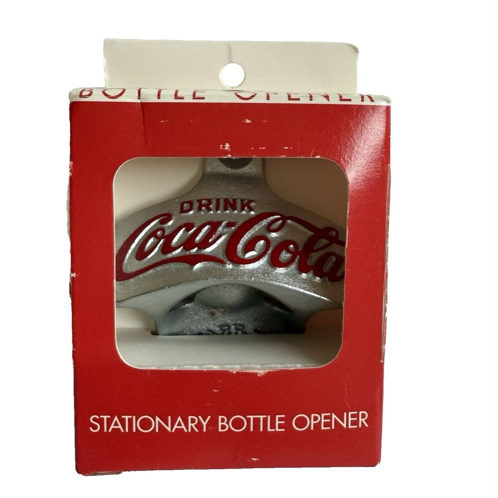 Vtg 1991 Coca-Cola Stationary Bottle Opener Metal Logo Soda Pop Opener Coke NEW